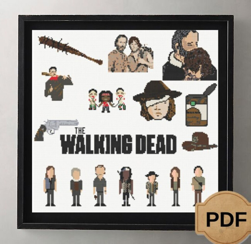 The Walking Dead Cross Stitch Pattern PDF TV Series Zombie Apocalypse  - Walking Dead Cross Stitch Patterns