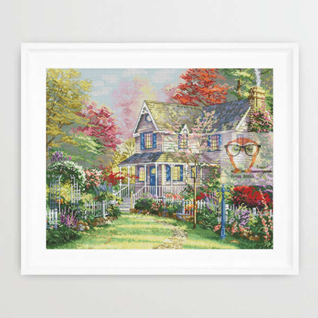 Thomas Kinkade Cross Stitch Pattern Autumn Cottage Cross Etsy - Thomas Kinkade Cross Stitch Pattern Book
