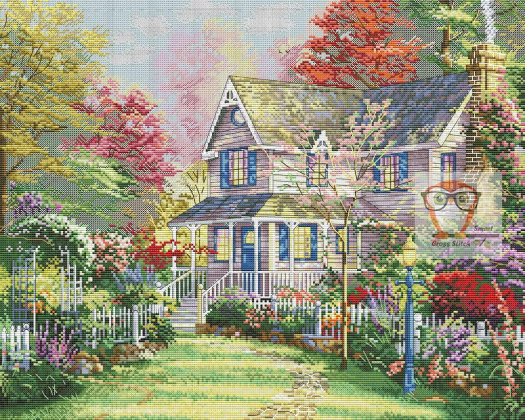 Thomas Kinkade Cross Stitch Pattern Autumn Cottage Cross Etsy - Thomas Kinkade Cross Stitch Pattern Book