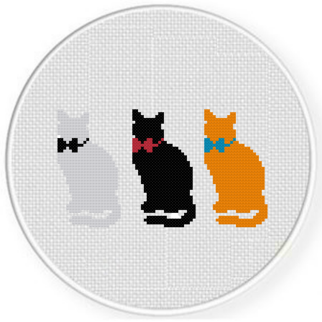 Three Color Kitties Cross Stitch Pattern Daily Cross Stitch - Cross Stitch Pattern With Color Code