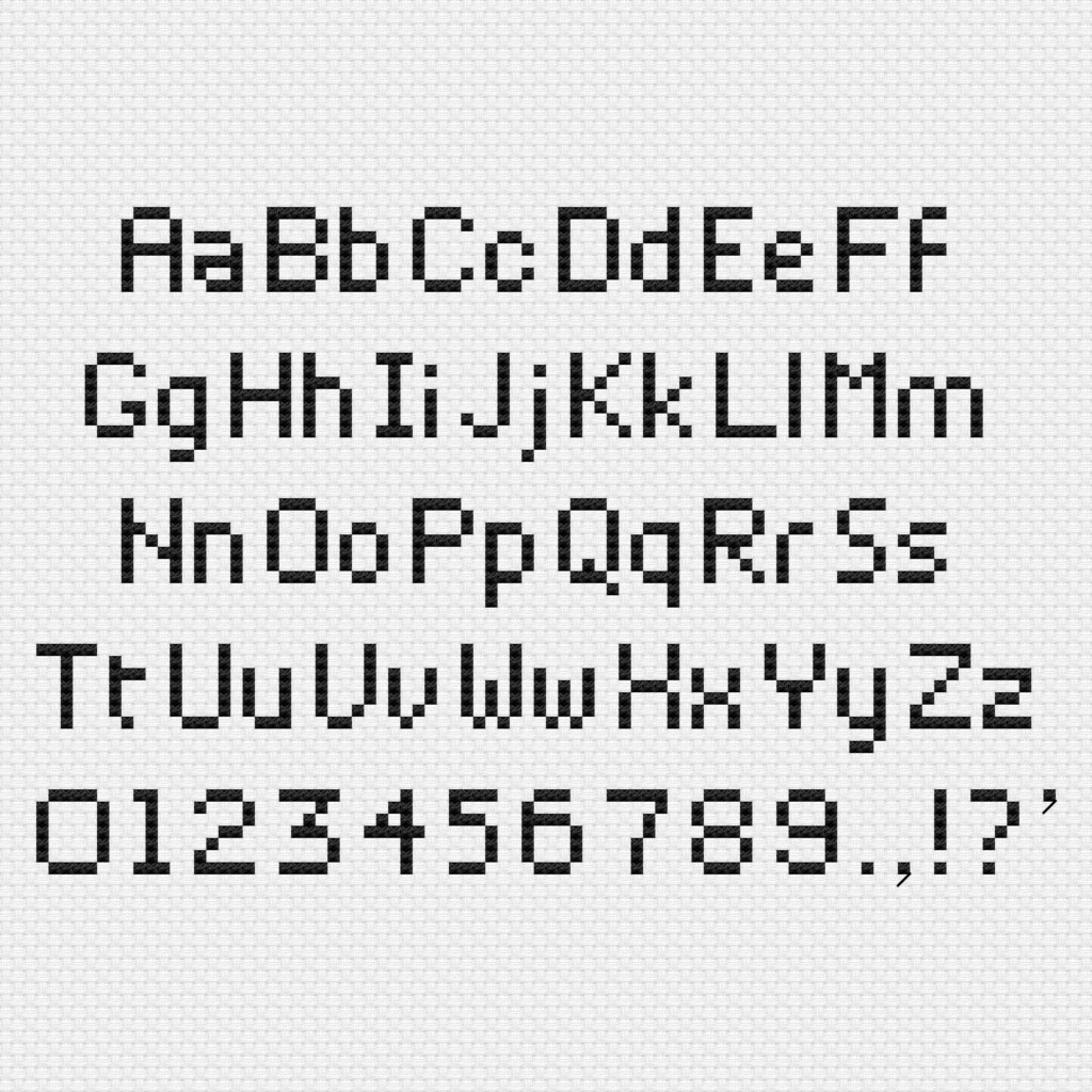 Tiny Cross Stitch Alphabet Pattern With Punctuation Cross Stitch  - Letter A Cross Stitch Pattern