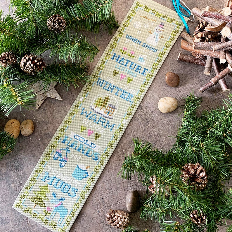 Tiny Modernist Winter Bell Pull Cross Stitch Pattern Anabella s - Large Cross Stitch Bell Free Pattern