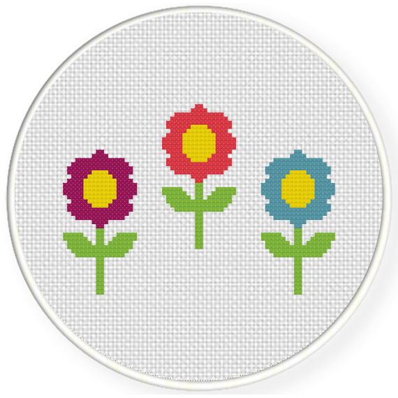 Triple Flower Cross Stitch Pattern Daily Cross Stitch - Free Flower Cross Stitch Patterns