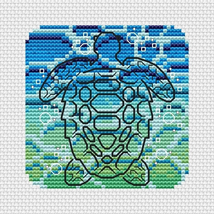 Turtle Cross Stitch Pattern Code TL 055 Tatyana Ledentsova Buy  - Sea Turtle Cross Stitch Pattern