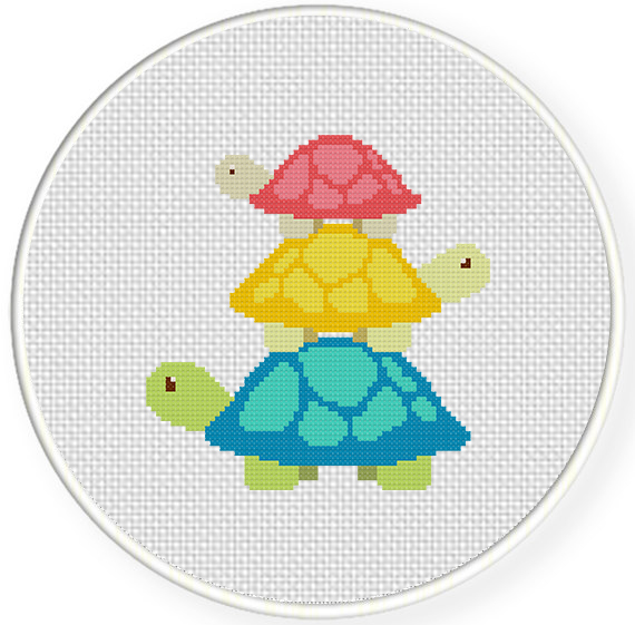Turtle Tower Cross Stitch Pattern Daily Cross Stitch - Easy Turtle Cross Stitch Pattern