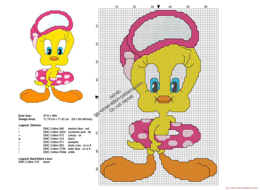 Tweety Bird At The Sea Free Cross Stitch Pattern Free Cross Stitch  - Tweety Bird Cross Stitch Pattern Free