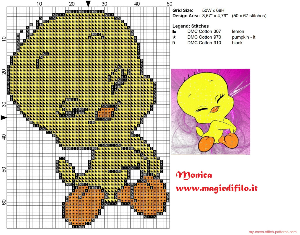 Tweety Cross Stitch Pattern Free Cross Stitch Patterns Simple Unique  - Tweety Bird Cross Stitch Pattern Free