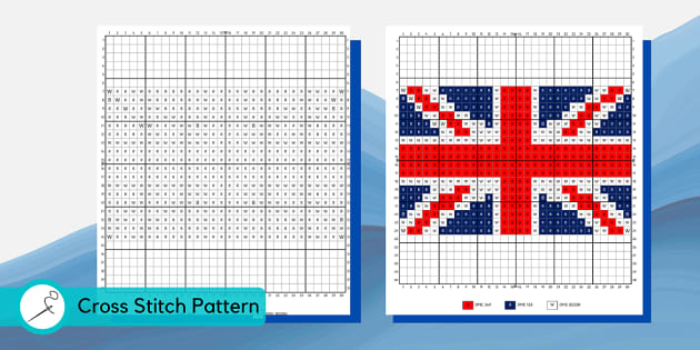 Union Jack British Flag Cross Stitch Lehrer Gemacht  - Union Jack Cross Stitch Pattern Free