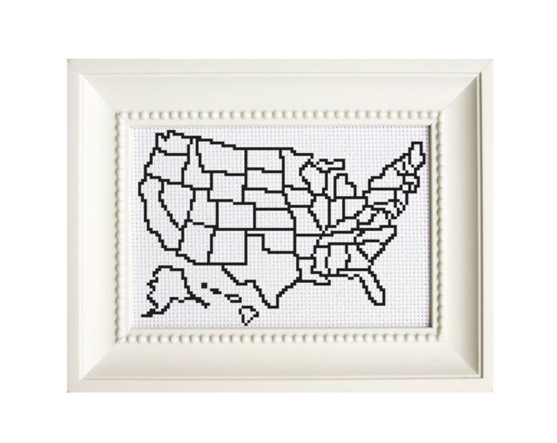 United States Map Color In Cross Stitch Pattern Etsy - United States Map Cross Stitch Patterns