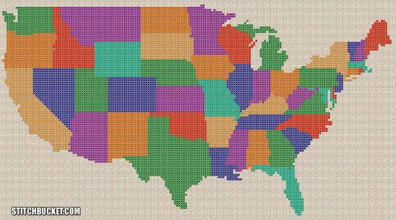 United States Of America Cross Stitch Pattern Etsy Cross Stitch Map  - United States Map Cross Stitch Patterns