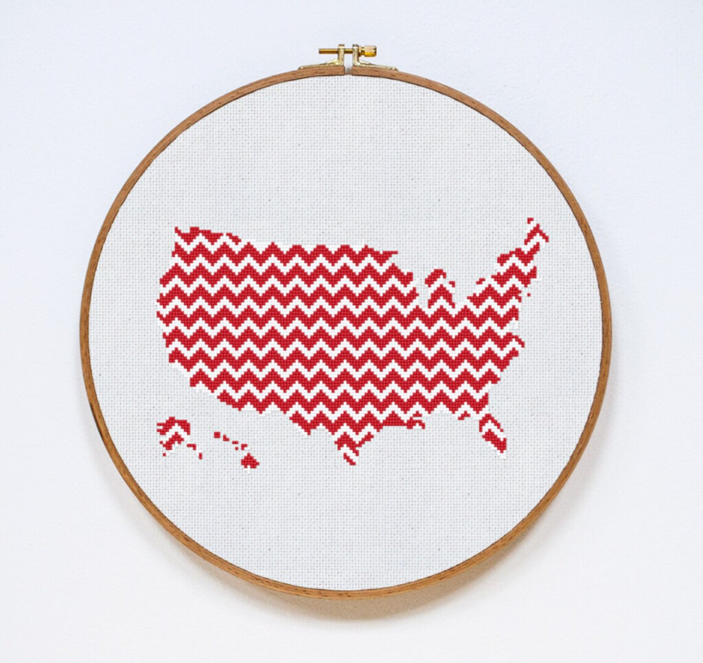 USA Map Cross Stitch Pattern United States Map Cross Stitch Etsy UK - United States Map Cross Stitch Patterns
