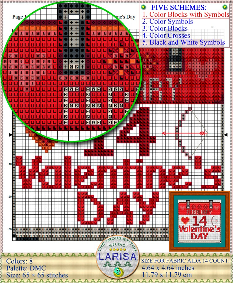 Valentine s Day Cross Stitch Pattern Etsy - Valentine's Day Cross Stitch Patterns