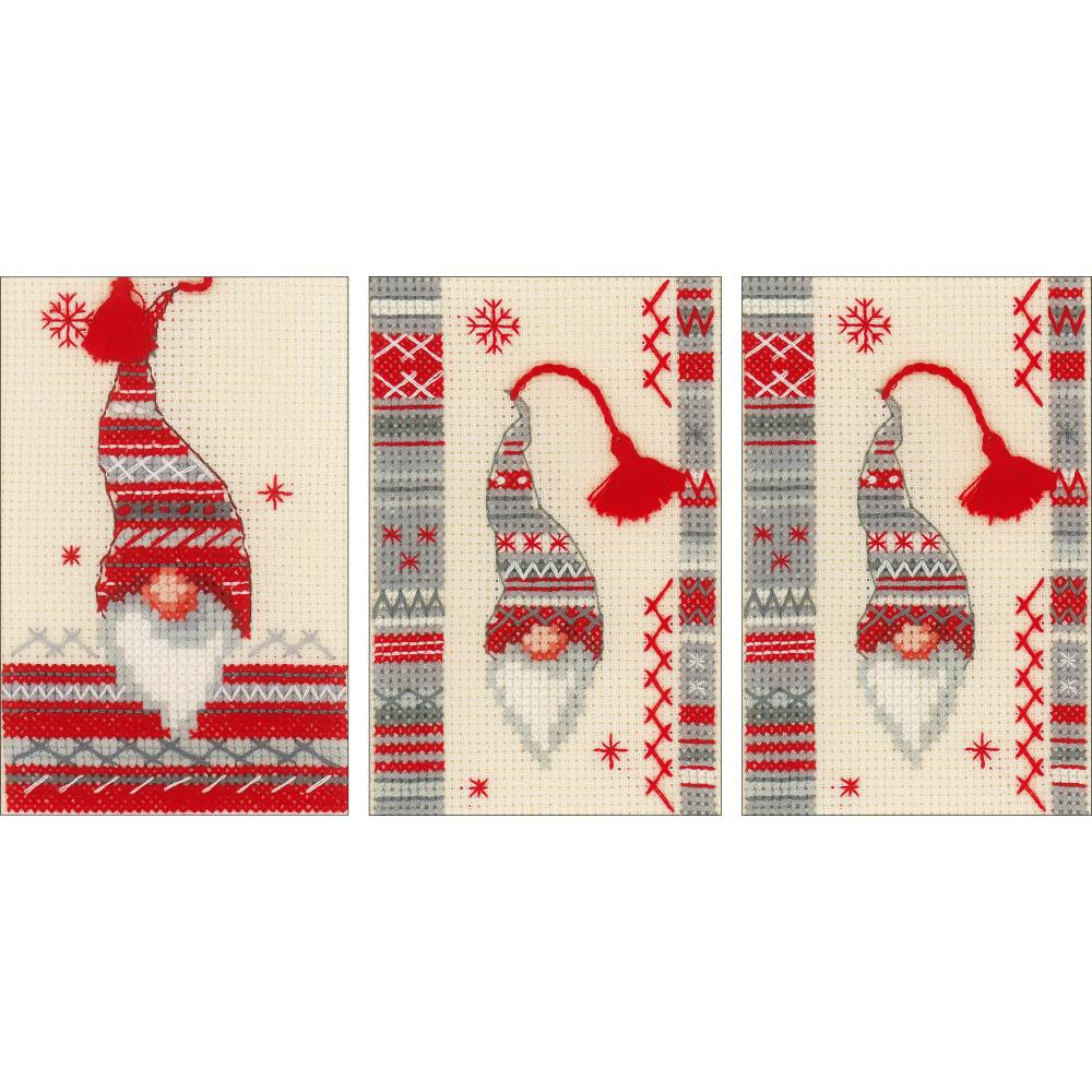 Vervaco Christmas Gnomes Greeting Cards Counted Cross Stitch Anabella s - Cross Stitch Greeting Cards Patterns