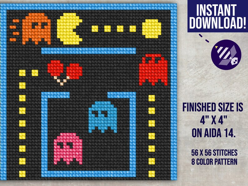 Video Game Cross Stitch Pattern Easy Pattern Instant Etsy - Board Game Cross Stitch Pattern