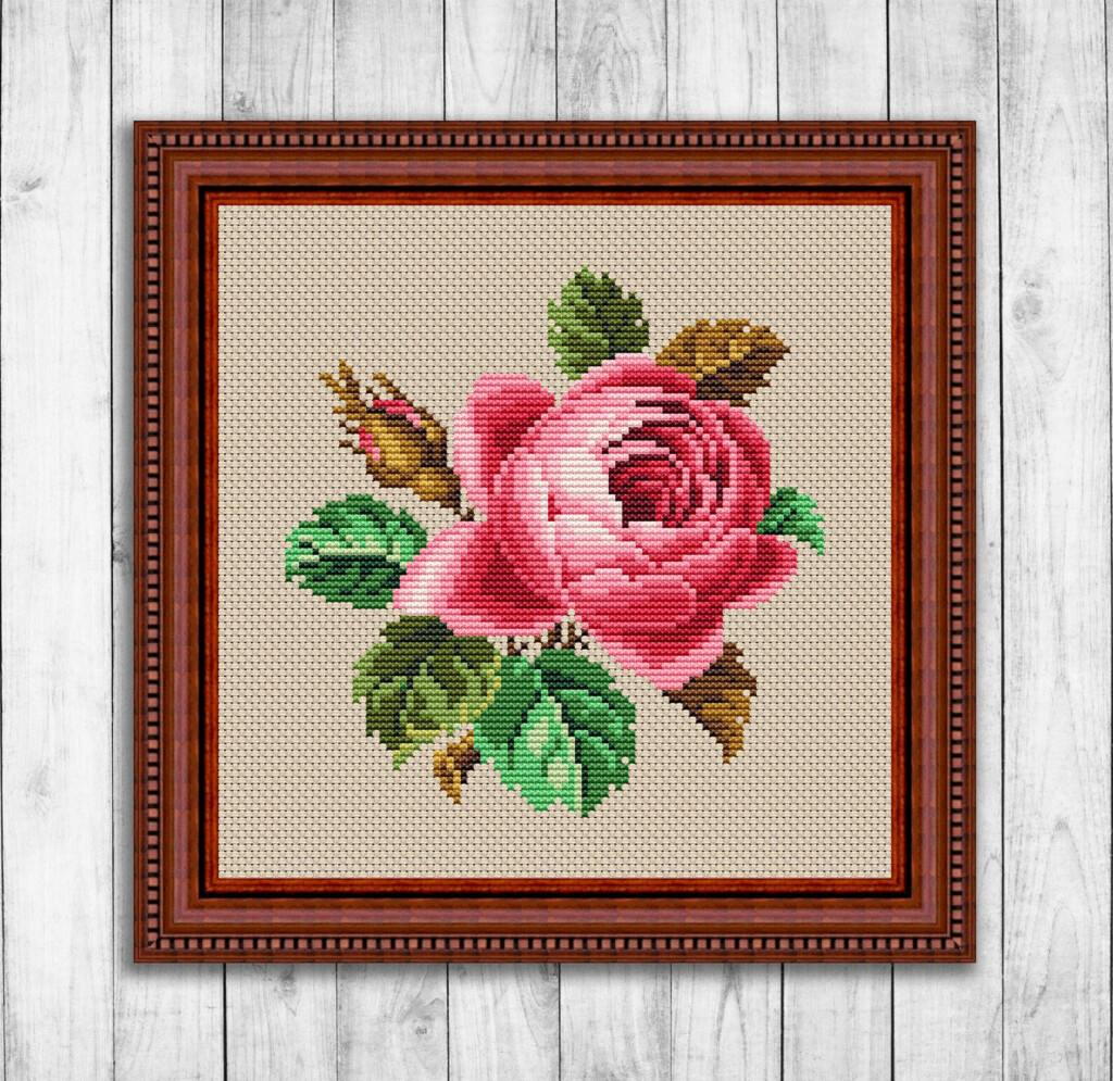 Vintage Rose Cross Stitch Pattern Flower Cross Stitch Etsy - Vintage Rose Cross Stitch Pattern