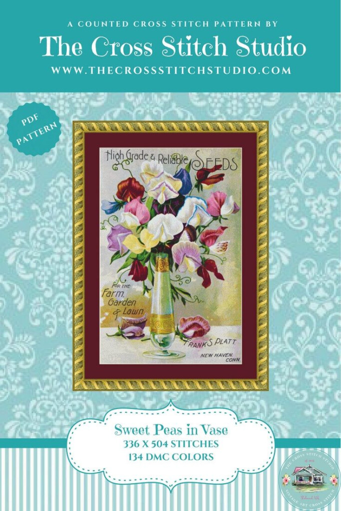 Vintage Sweet Pea Cross Stitch Pattern - Sweet Pea Cross Stitch Pattern Free