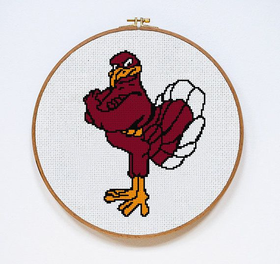 Virginia Tech Hokie Bird Cross Stitch Pattern Instant Cross Stitch  - Virginia Tech Cross Stitch Patterns