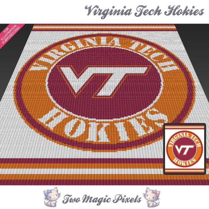 Virginia Tech Hokies C2c Graph Crochet Pattern Instant PDF Download  - Virginia Tech Cross Stitch Patterns