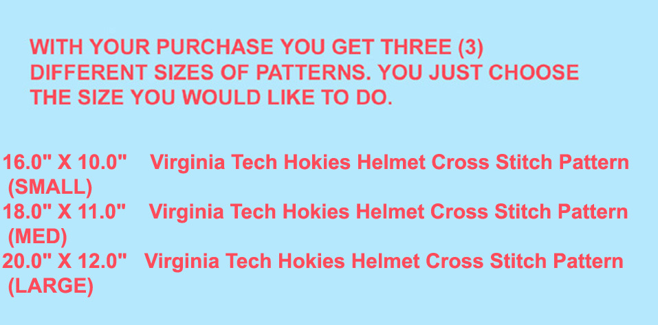 Virginia Tech Hokies Helmet Cross Stitch Pattern L K Cross  - Virginia Tech Cross Stitch Patterns