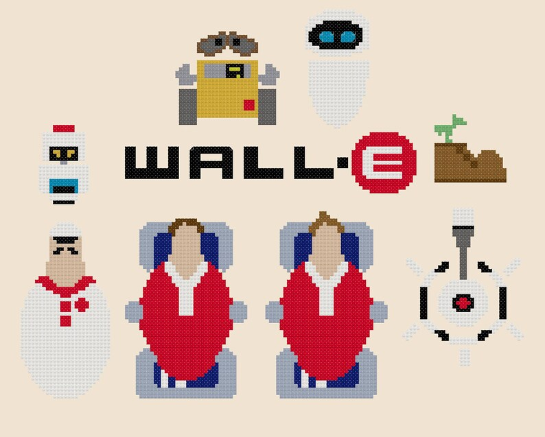 Wall e Cross Stitch Pattern Pixar Stitch Pattern Cute Cross Etsy - Wall-e Cross Stitch Pattern