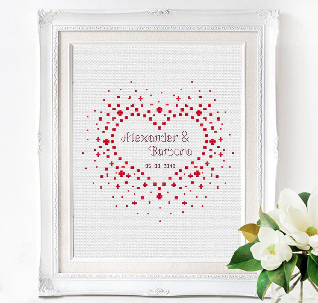 Wedding Modern Cross Stitch Pattern Personalized Counted Etsy  - Free Cross Stitch Wedding Patterns