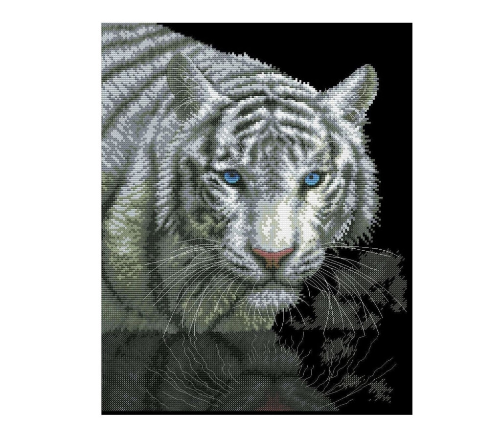 White Tiger Cross Stitch Pattern PDF Wild Animals Cross Stitch Instant  - White Tiger Cross Stitch Pattern