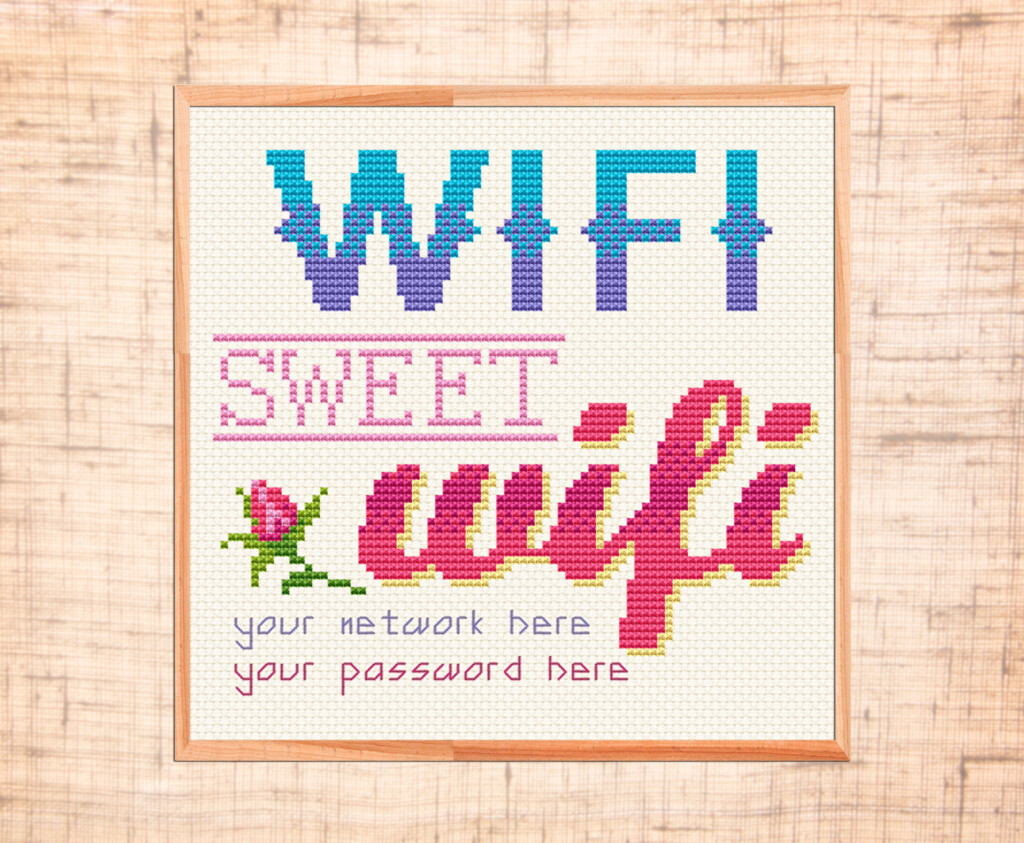 WiFi Sweet WiFi Cross Stitch Pattern Modern Cross Stitch Cus Inspire  - Wifi Password Cross Stitch Pattern