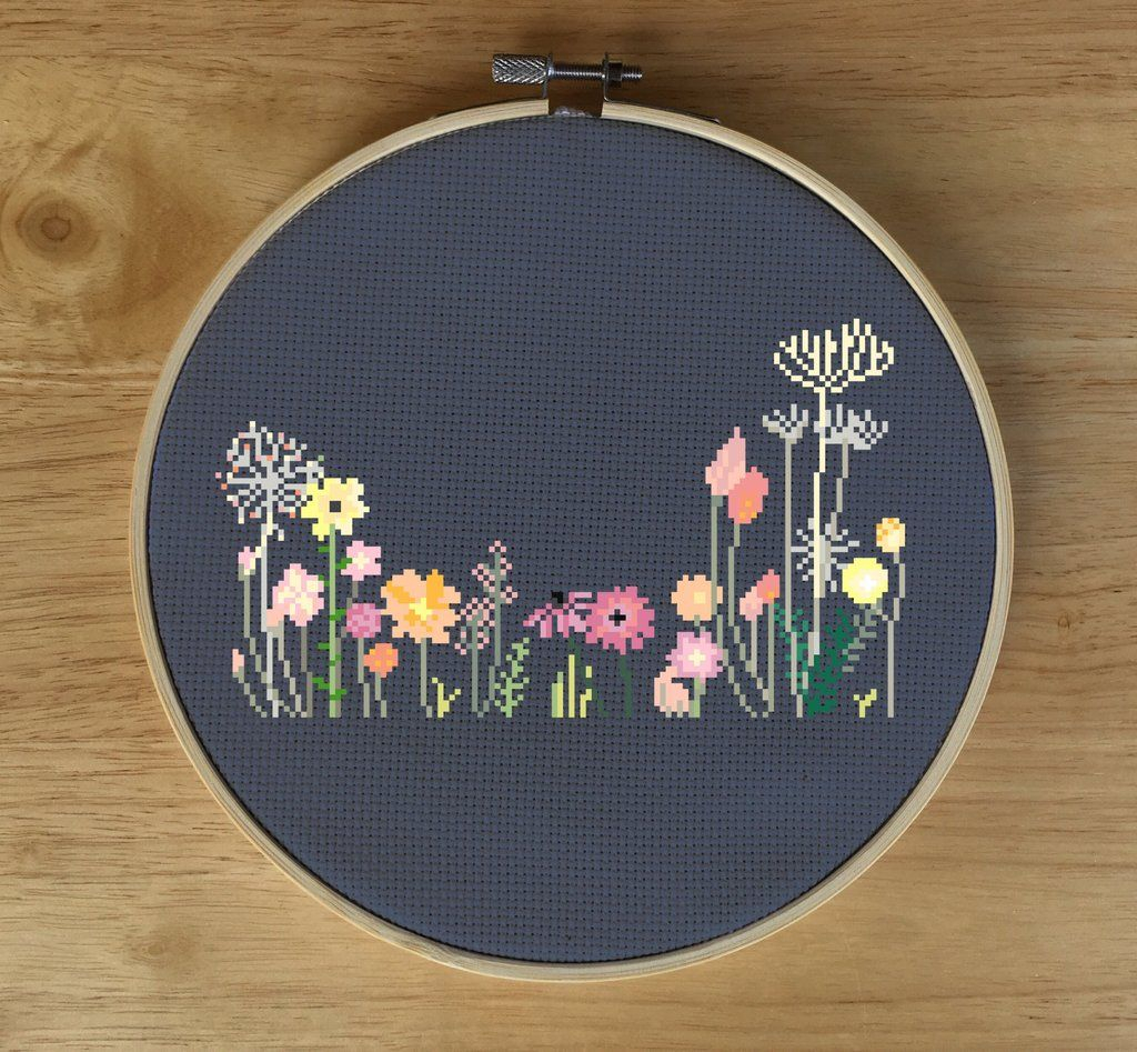 Wild Flower Cross Stitch Pattern Boho Flowers Cross Stitch Designs  - Boho Cross Stitch Patterns Free