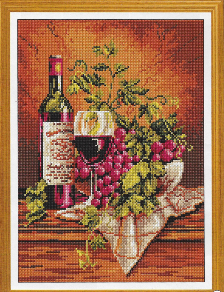 Wine Grape Cross Stitch Design Pdf Instant Download Xstitch Design  - Free Wine Cross Stitch Patterns