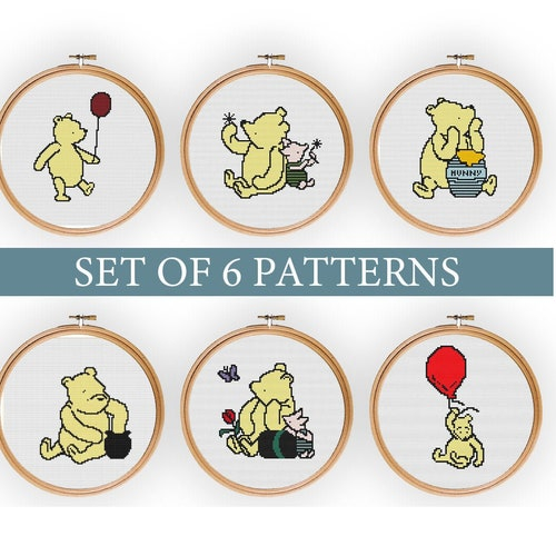 Winnie The Pooh Inspired Cross Stitch Pattern Etsy UK - Simple Winnie The Pooh Cross Stitch Pattern