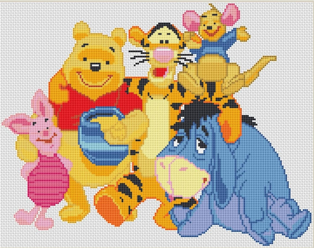 WINNIE The POOH With Friends Cross Stitch Pattern PDF Cute Etsy - Simple Winnie The Pooh Cross Stitch Pattern