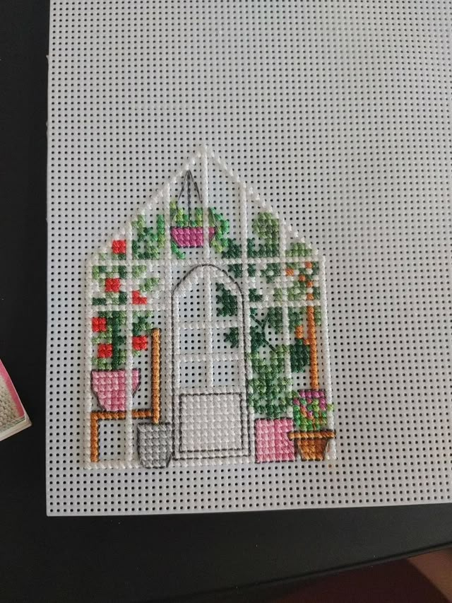  WIP Just Finished The First Panel Of My 3D Greenhouse CrossStitch  - 3d Cross Stitch House Patterns
