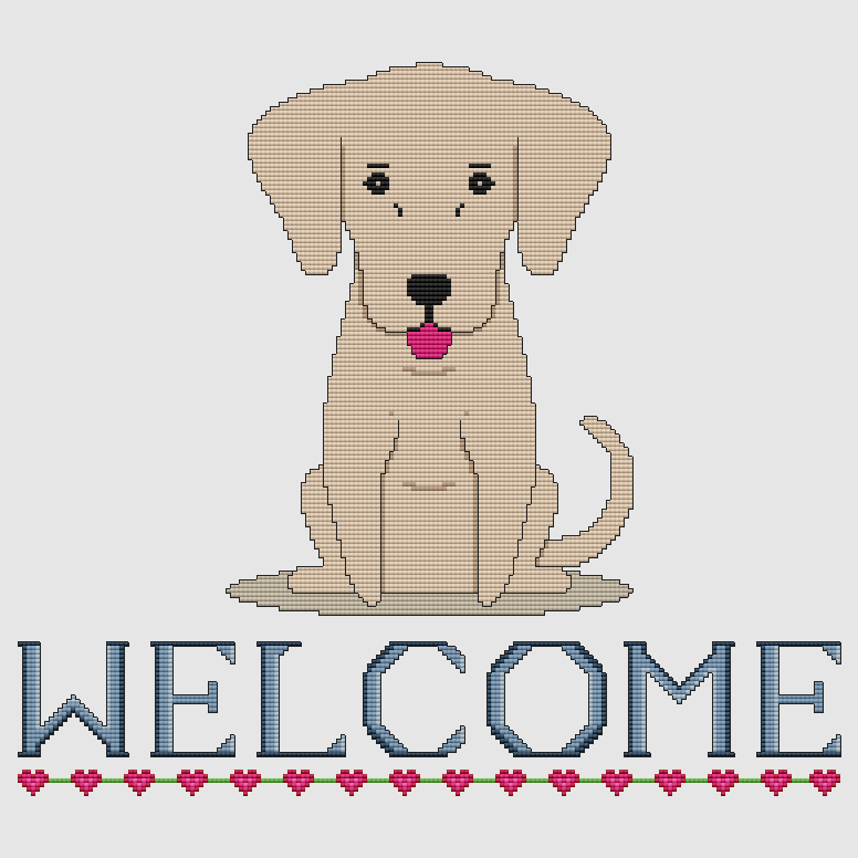 Yellow Lab Cross Stitch Pattern Welcome DogShoppe - Yellow Lab Cross Stitch Pattern