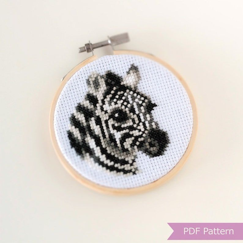 Zebra Cross Stitch Pattern PDF Zebra Embroidery PDF Instant  - Zebra Cross Stitch Pattern Free