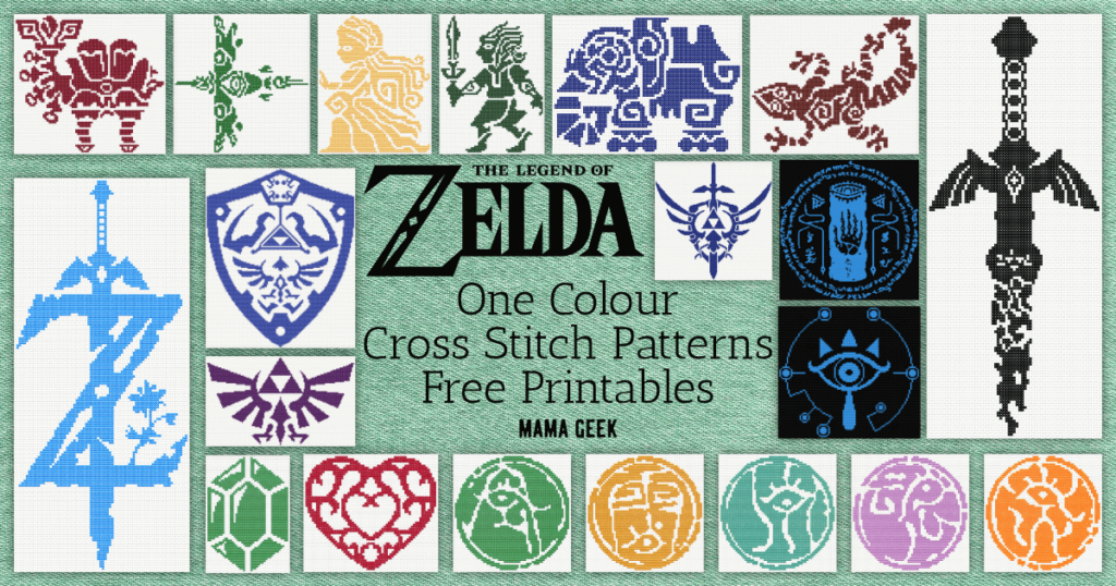 Zelda One Colour Cross Stitch Patterns Free Printables Mama Geek - One Colour Cross Stitch Patterns