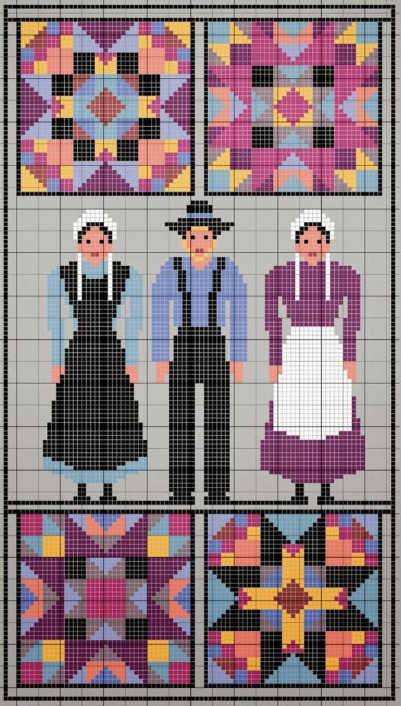 0 Point De Croix Amish Ladies Cross Stitch Cross Stitch Samplers  - Amish Cross Stitch Patterns Free
