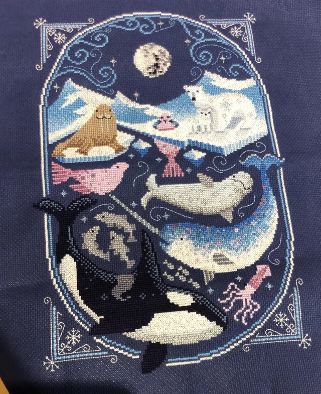  1 FO Love This Arctic Sea Life Scene From Emma Congdon s Cross  - Emma Congdon Cross Stitch Patterns