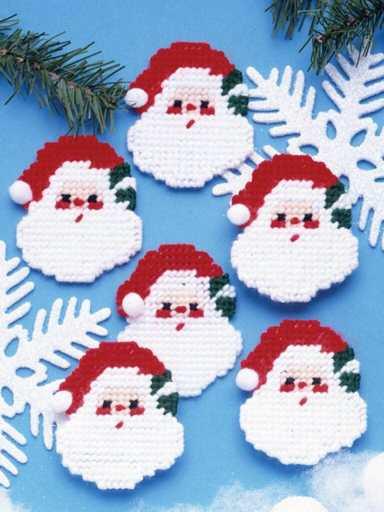  1216 Santa Faces Plastic Canvas Christmas Plastic Canvas Patterns  - Cross Stitch Plastic Canvas Christmas Patterns