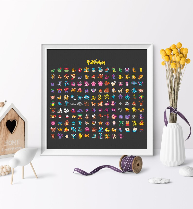 151 Pokemon Cross Stitch Pattern Generation 1 Pok mon Video Etsy - 151 Pokemon Cross Stitch Pattern