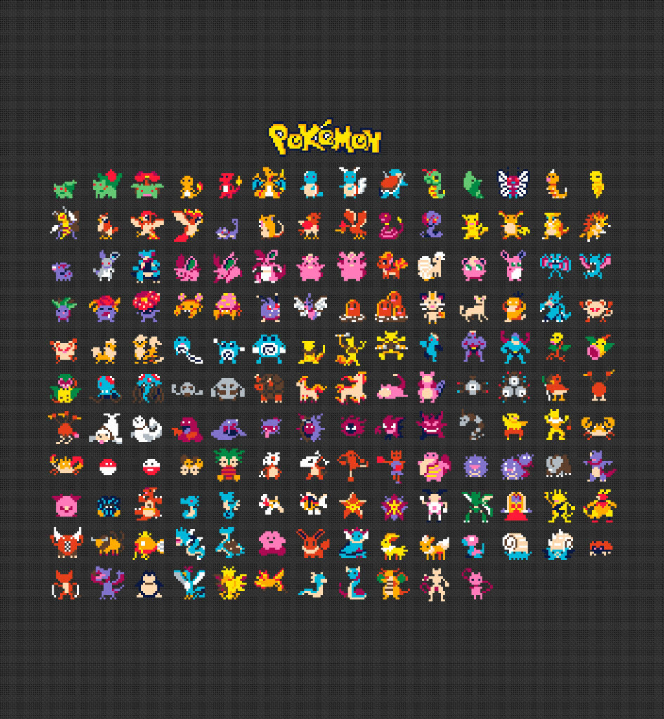 151 Pokemon Cross Stitch Pattern Generation 1 Pok mon Video Etsy - 151 Pokemon Cross Stitch Pattern