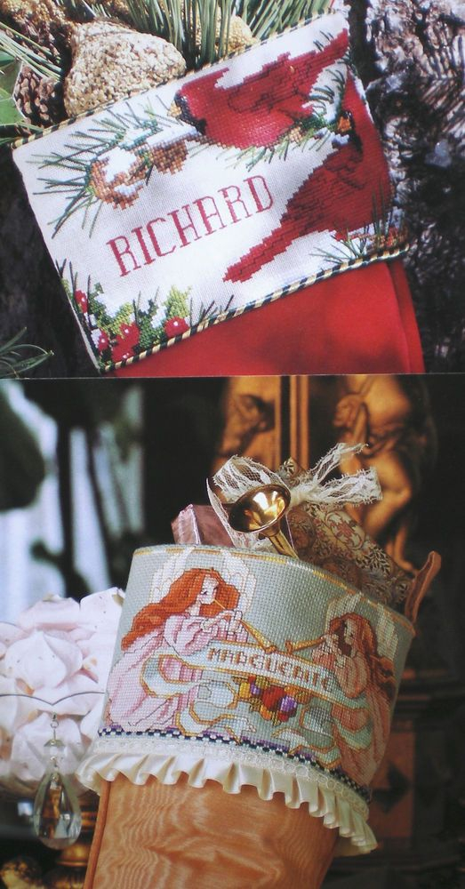 2 Stocking Cuff Counted Cross Stitch Patterns Christmas Cardinals  - Cross Stitch Stocking Cuff Patterns