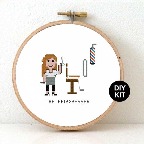 2 X Barber And Hairdresser Cross Stitch Pattern Studio Koekoek - Hair Stylist Cross Stitch Patterns