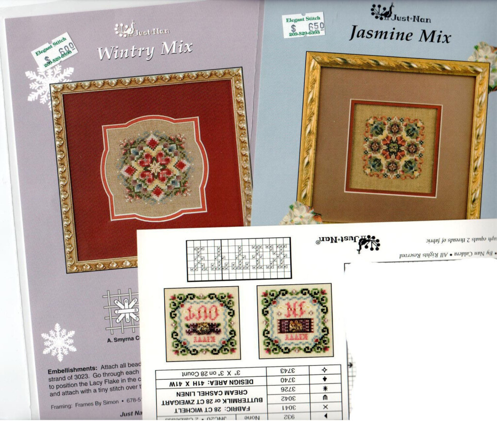 3 Just Nan Cross Stitch Patterns Wintry Mix Jasmine Mix And Etsy  - Just Nan Cross Stitch Patterns