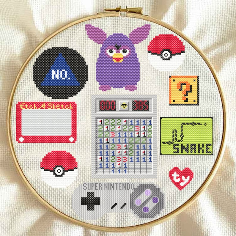 80s 90s Nostalgia Pack Cross Stitch Patterns Etsy - Nostalgic Needle Cross Stitch Patterns