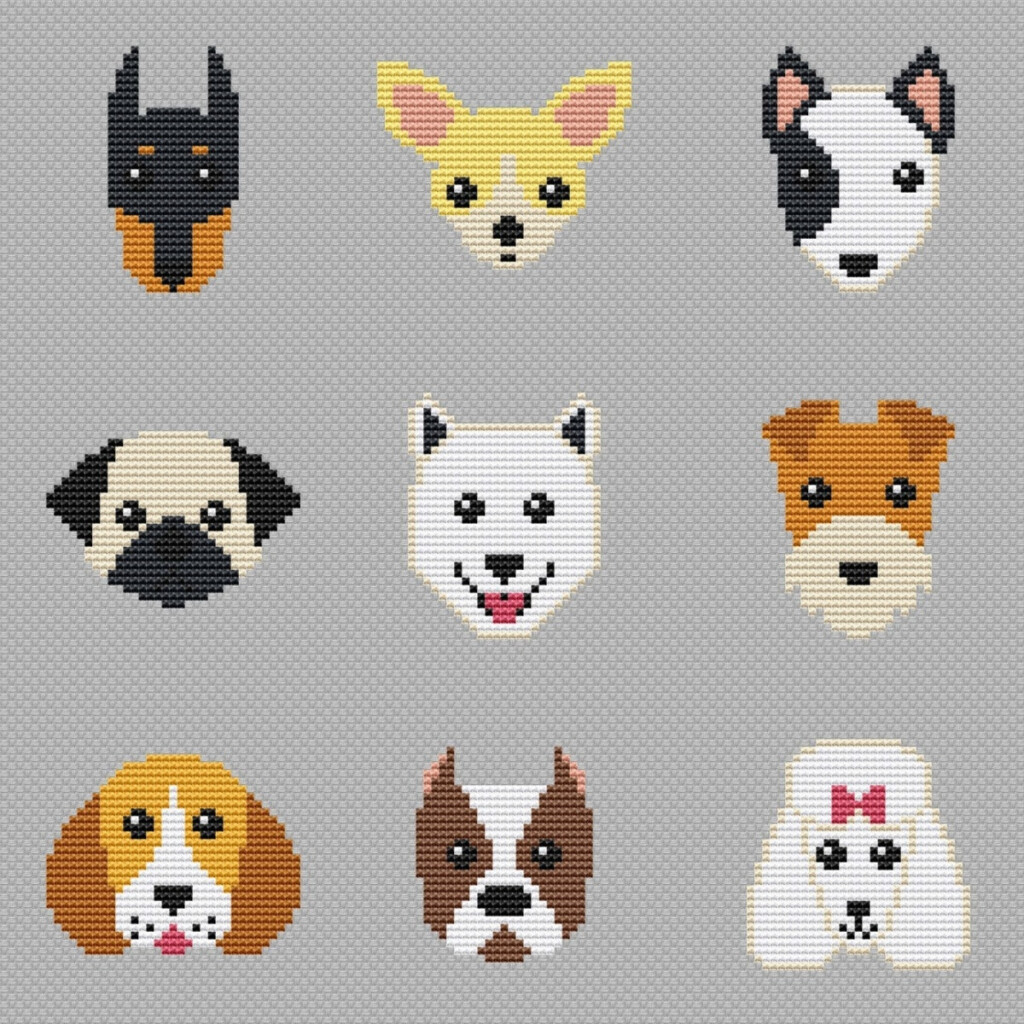 9 Dog Breeds 1 Cross Stitch Pattern Code AN 045 Anna Nolfina Buy  - Small Dog Cross Stitch Patterns