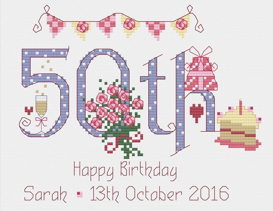  A Contemporary 50th Birthday Cross Stitch Design Intended To Be  - Free 50th Birthday Cross Stitch Patterns