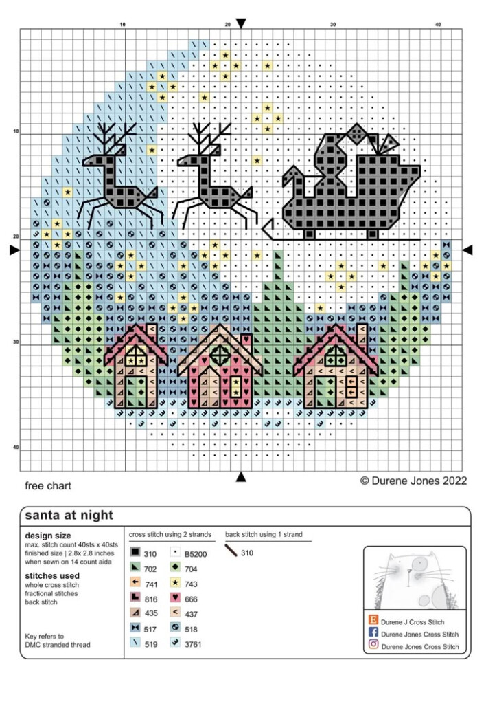 A Cross Stitch Pattern With Houses And Reindeers - Durene Jones Cross Stitch Free Patterns