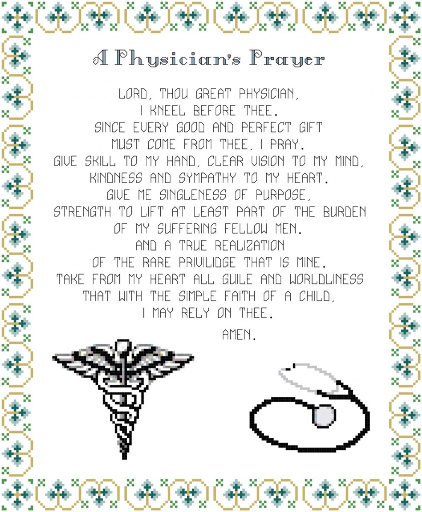 A Physician s Prayer Pattern Chart Graph - Physician's Prayer Cross Stitch Pattern