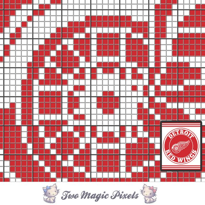 A Red And White Cross Stitch Pattern With The Detroit Red Wings Logo On  - Detroit Red Wings Cross Stitch Pattern