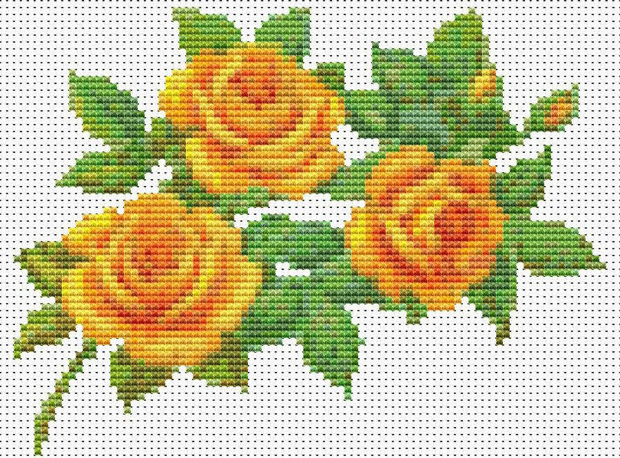 A Trio Of Yellow Roses Cross Stitch Pattern PDF Floral Cross Etsy  - Free Cross Stitch Patterns Of Roses